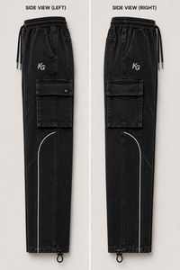 Pantalon cargo streetwear premium pour homme, coupe droite décontractée, tissu délavé résistant, avec plusieurs poches - Product Image 3
