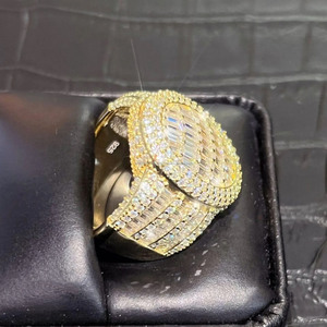 Luxury Iced Out Men's 925 Sterling Silver Baguette Cut Moissanite Engagement & Anniversary <b>Statement</b> <b>Ring</b> Hip Hop Style Jewelry - Product Image 4