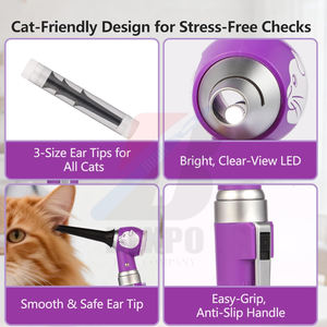 Otoscope vétérinaire LED de poche - Endoscope auriculaire pour animaux avec lumière pour chiens et chats, 6 embouts jetables, détecteur portable d'infections auriculaires - Product Image 5