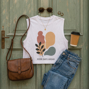 T-shirt sans manches en jersey simple tricoté pour femme, respirant, en coton, pour l'été - Product Image 6