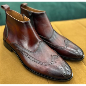 Chaussures montantes pour hommes en cuir véritable, faites à la main, légères, respirantes et confortables, pour l'extérieur, collection automne 2026 - Product Image 1