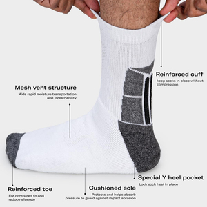 High Quality <b>Men's</b> <b>White</b> Crew <b>Socks</b> With Gray Toe And Heel Knitted Cotton Breathable Daily Wear Summer Style Hosiery <b>Socks</b> - Product Image 6