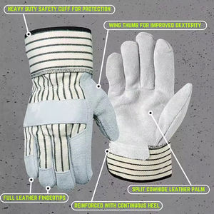 Gants de travail de sécurité imperméables en cuir de vachette pleine fleur pour la construction industrielle et le jardinage - Product Image 4