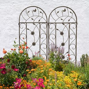 Set di 4 tralicci da giardino in metallo 220 cm x 50 cm, marrone, antiruggine, supporto per piante rampicanti da esterno - Product Image 3