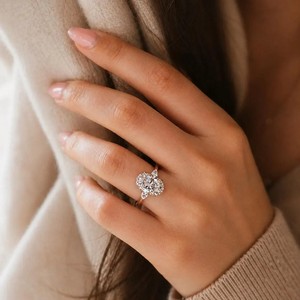 Oval & Pear Natural Diamond Ring DEF Color VS VVS Clarity IGI Certified 10K 14K 18K Solid Gold <b>Three</b> Stone Ring Engagement Ring - Product Image 5