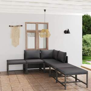 Conjunto de Muebles de Jardín de Ratán PE Gris 100% Poliéster con Acero con Recubrimiento en Polvo, Muebles de Exterior Premium - Product Image 1