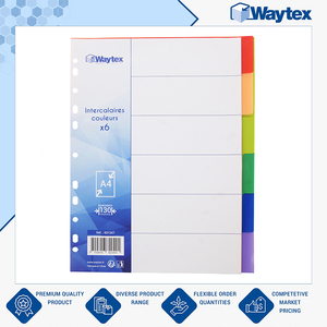 Worldwide Selling Glossy 130 Micron <b>A4</b> Polypropylene Dividers, 6 Plain Bright-Coloured Tabs with Index for Home and Office Use - Product Image 2
