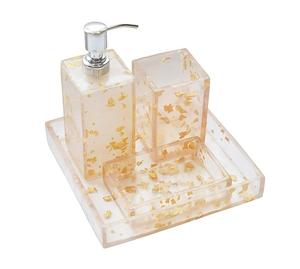 Juego de Baño de Resina con Diseño en Espiral, 4 Piezas, Estilo Transparente, Dispensador de Jabón, Portacepillos de Dientes, Bandeja para Artículos de Baño, a Precio Accesible - Product Image 3