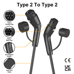 Cable de Carga Rápida para Vehículos Eléctricos Tipo 2 a Tipo 2, Cable de Carga EV Tipo 2 de 5 Metros, Resistente para Uso en Exteriores - Product Image 4