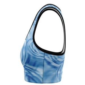 Women's Racerback Sport Bra Water Ripple Print Medium Support Breathable Spandex Polyester Yoga <b>Top</b> <b>Mesh</b> Back Summer Comfortable - Product Image 4