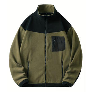 Veste d'hiver pour homme en polaire sherpa, style streetwear, à capuche et col montant, manches longues, coupe oversize, décontractée, avec logo frontal - Product Image 1