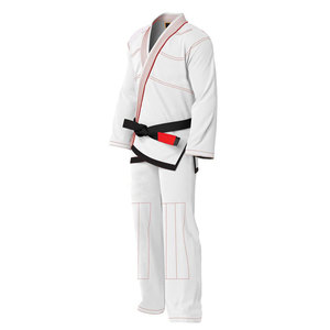 Kimono de BJJ noir avec surpiqûres vertes, vêtements d'arts martiaux pour hommes adultes, coupe régulière, uniforme en polyester à séchage rapide, en stock - Product Image 6