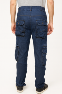 Pantalones Cargo de Mezclilla – Comodidad Elástica y Resistente con Corte Recto Moderno, Tela de Mezclilla de Peso Medio Duradera - Product Image 4