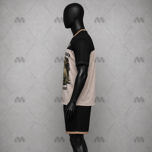 Camiseta de punto de algodón estampada con cuello en V y manga corta para ropa casual de calle - Product Image 3