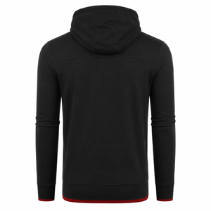 เสื้อฮู้ดซิปเต็มตัวผู้ชายสีดำล้วน แบบเรียบ ผู้ผลิต OEM ODM - Product Image 3