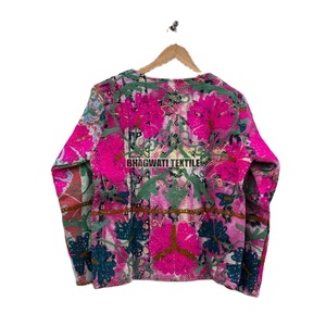 Femme Beach Wear Robe Courte Matelassée Hiver Kantha Jacket Suzani Broderie Vintage Kantha Jacket Suzani Short Jacket Raw Edge - Product Image 6