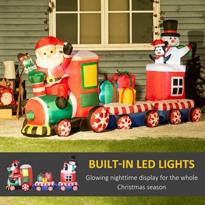 Decoraciones Inflables Navideñas LED de 8 pies para Exteriores, Decoraciones para Jardín con Tren, Santa Claus, Muñeco de Nieve, Pingüino y Cajas de Regalo - Product Image 5