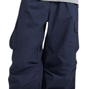 Pantalon de ski unisexe imperméable grande taille bleu marine style cargo avec fermeture boutonnée séchage rapide respirant pour adultes en solde - Product Image 4