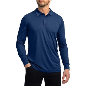 Polo à manches longues pour homme, personnalisé, respirant, à séchage rapide, en tricot boutonné, de haute qualité, avec poche, t-shirts polo pour homme - Product Image 1