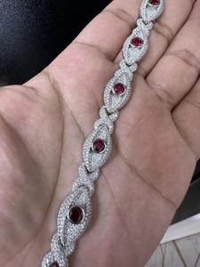 Pulsera de eslabones cubanos con cuentas de moissanita helada, plata de ley 925 chapada en oro, joyería de moda para mujer, estilo romántico hip hop - Product Image 2