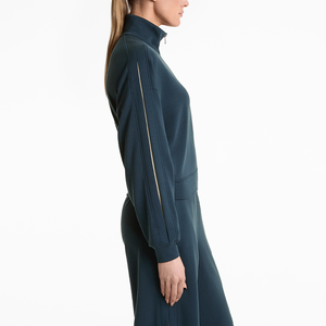 Custom Women's Zip Up Tracksuit Wide Leg <b>Pants</b> Activewear Set OEM ODM Private Label Wholesale Manufacturer Made in Pakistan - Product Image 2