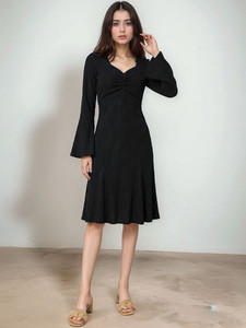 Nouvelle Robe Midi Formelle pour Femme Grande Taille, en Coton Slub Tissé à Impression Numérique Florale, Col en V, Manches Longues, Style Western, Écologique - Product Image 3