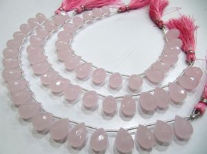 Perles de quartz rose facettées, perles de quartz hydro, 10x14mm, forme goutte d'eau, perles briolette - Product Image 4