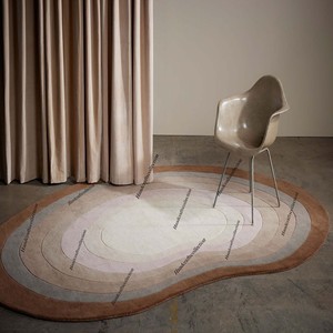 Alfombra Orgánica con Forma de Geoda, Diseño Abstracto Marrón, Patrón de Contorno, Hecha a Mano, Moderna y Lujosa para Sala de Estar, Dormitorio, Decoración del Hogar - Product Image 2