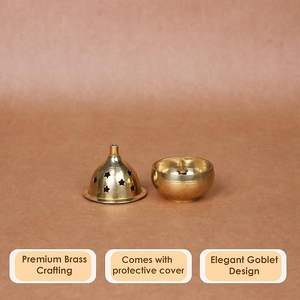 Brûleur d'encens religieux décoratif en métal, design compact, écologique, fait main, pour la relaxation et l'arôme domestique, origine indienne - Product Image 3