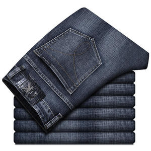 Custom Print Men's Denim <b>Jeans</b> Lightweight <b>Elastic</b> Waist High Quality Custom Logo Straight Baggy Slim Fit Streetwear High Street - Product Image 1