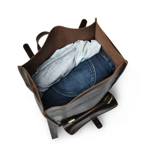 Vintage Genuine <b>Leather</b> Roll Top <b>Backpack</b> with Buckle Closure and <b>Laptop</b> Compartment Unisex Softback 20-39L Capacity - Product Image 6