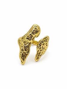 Anillo Personalizado Chapado en Rodio con Textura Orgánica Fundida, Banda de Cóctel Asimétrica, Joyería de Moda Vanguardista de Lujo para Mujer - Product Image 2