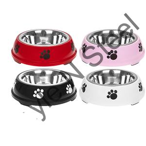 ชามอาหารสุนัขและแมวทำจากสแตนเลสทรงกลมชามสำหรับสัตว์เลี้ยงชามอาหารสุนัขและแมวใช้ในบ้านกลางแจ้งชามข้าวแดง - Product Image 1
