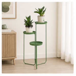 Support à fleurs en métal à 3 niveaux au design moderne, porte-plantes d'angle décoratif et peu encombrant, étagère de jardin vert menthe au meilleur prix - Product Image 2