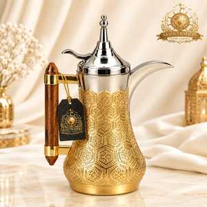 Cafetera Dallah Árabe de Acero Inoxidable Dorado Martillado de Lujo, Tetera Tradicional de Oriente Medio, Venta al por Mayor - Product Image 4
