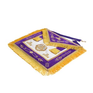 Delantal Masónico de Gran Maestro de Logia Azul, Morado con Emblema Dorado y Corona MAP-0107 - Product Image 1