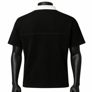 Chemise pour homme en tricot uni personnalisée avec col contrastant blanc, design simple, fabricant OEM ODM, marque privée - Product Image 3