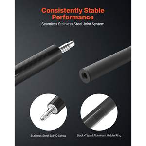 Taco de Billar Profesional de Fibra de Carbono de 58 Pulgadas y 19 oz, con Punta de Baquelita Prensada y Conexión ABS - Product Image 4