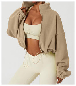 Veste de sport d'hiver chaude pour femme, col montant, fermeture éclair intégrale, tenue décontractée pour la gym, le yoga et les activités sportives - Product Image 1