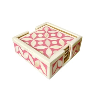 Posavasos de madera con incrustaciones de perlas, conjunto decorativo de resina de alta calidad, artesanía india - Product Image 4