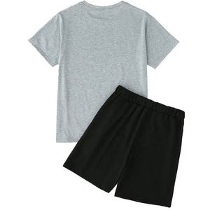 Conjunto de 2 piezas de verano para hombre, camiseta transpirable Unisex con bloqueo de Color, pantalones cortos, ropa de calle bordada con logotipo personalizado, informal, sólido, OEM - Product Image 2