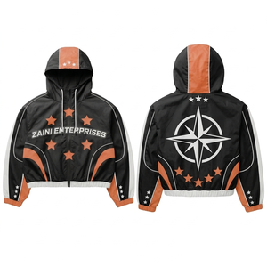 Veste coupe-vent pour homme, polyester tissé de qualité supérieure 120 GSM, panneau color block, capuche, logo personnalisé par sublimation, OEM ODM - Product Image 1