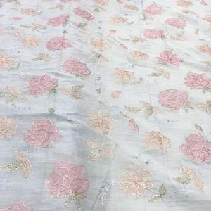 Designer Sequin Embroidery <b>Fabric</b> Satin Organza Lace Textile For Couture Dress Boutique And Fashion Industry - Product Image 1