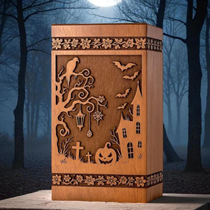 Handmade Wooden Halloween Cremation Urn: Spooky <b>Memorial</b> urn <b>Memorial</b> <b>Keepsake</b> by AYAANS - Product Image 6