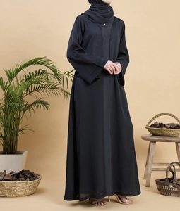 Nueva Abaya Tradicional Islámica Negra para Mujer, Estilo Saudí, Primavera 2026, Dubai, Poliéster Transpirable, Largo hasta el Tobillo, Musulmana - Product Image 3