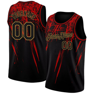 Camiseta de Baloncesto Personalizada Negra y Roja Sublimada, Unisex, Transpirable, de Malla, Ropa Deportiva, Nombre del Equipo, Número 00 - Product Image 3