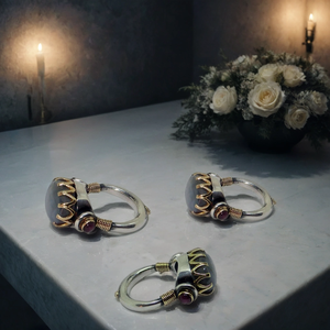 แหวนเงินสเตอร์ลิง925ทอง14K ทำด้วยมือออกแบบอย่างสวยงามด้วยหินแซฟไฟร์ฝังเงินและทอง - Product Image 2