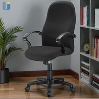 Chaise de bureau ergonomique moderne à dossier haut, mécanisme papillon, revêtement en tissu, mousse PU, réglage en hauteur, base en acier, pivotante