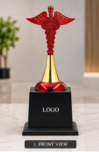 Trophée Médical Caducée Écologique avec Impression UV, Bâton à Ailes Rouges Plaqué Alliage de Zinc, Gravure sur Base Noire, 9,25 Pouces, Récompense Sportive - Product Image 3