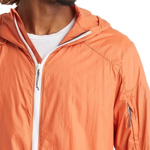 <b>Men's</b> Orange Hooded Windproof Lightweight <b>Jacket</b> Casual Spring Outerwear with Zipper Closure and Polyester Material - Product Image 5